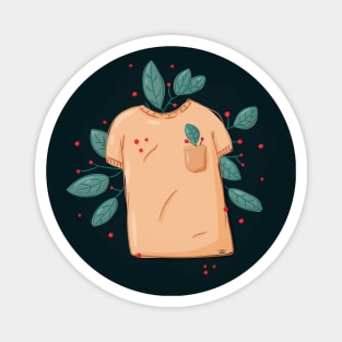 T-shirt and plant leaves with berries Magnet